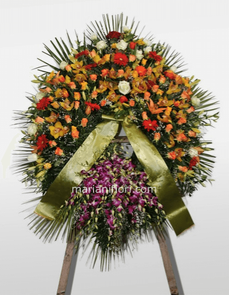 Corona funebre di fiori misti