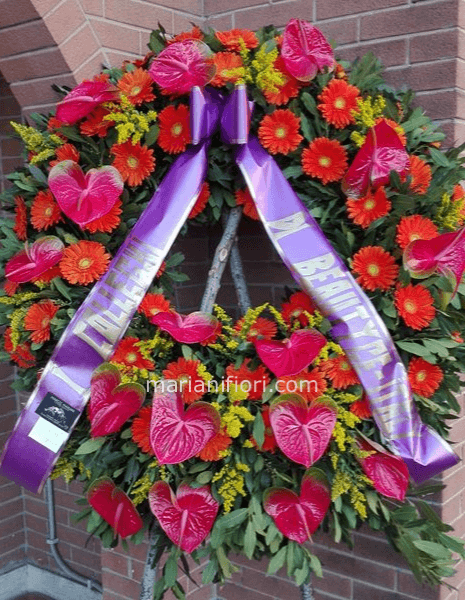 Corona funebre di fiori misti