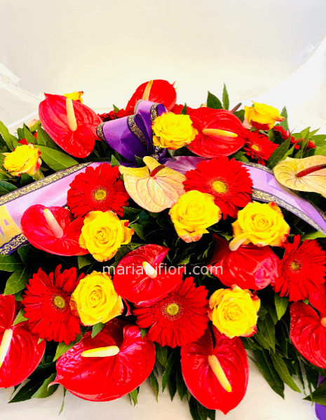Cuscino anturium e rose