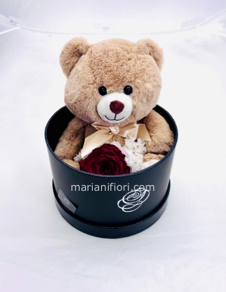 ORSO TRUDI PICCOLO E ROSA STABILIZZATA ROSSA